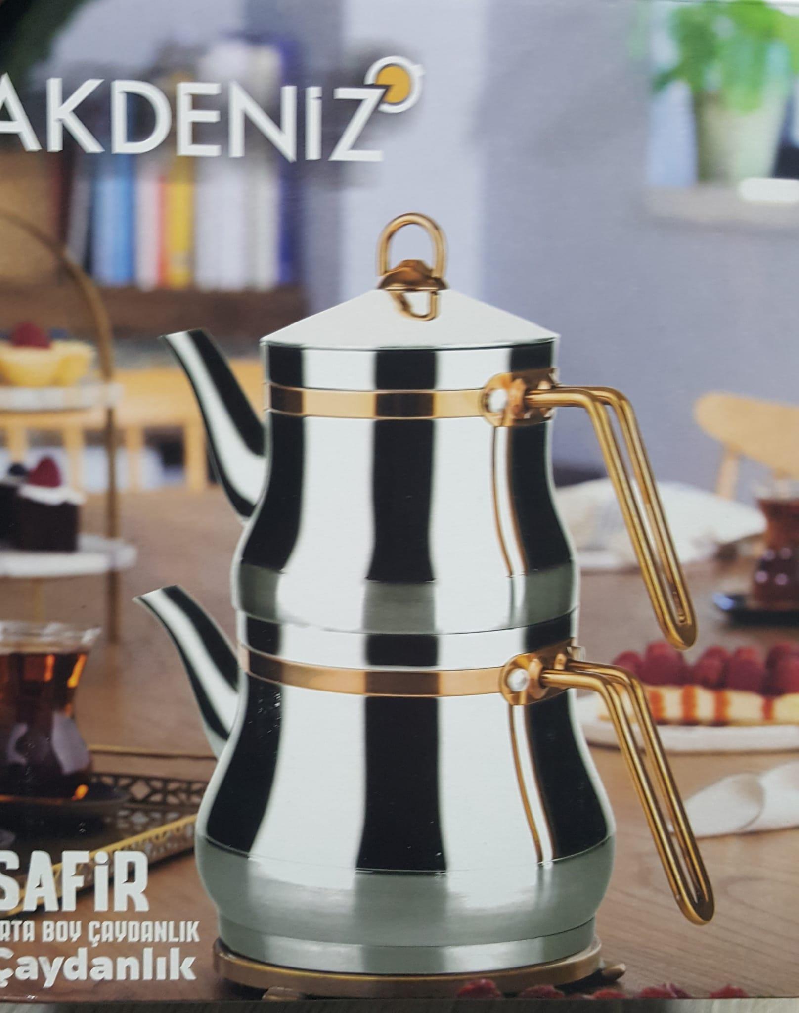 Akdeniz Safir Elit Orta Boy Gold Çaydanlık Takımı