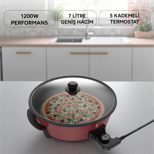 King K2101 Tavazade Pizza Tenceresi Kırmızı*4