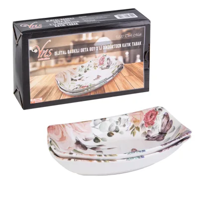YNS 9901018 2 li Dikdörtgen Kayık Tabak*12