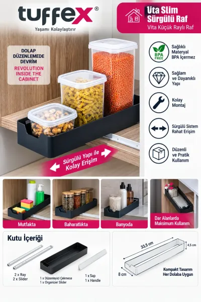 Tuffex TP855 Vita Raylı Raf Dar *24